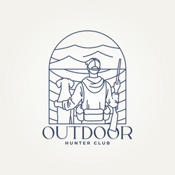 duck hunting outdoor adventure line art icon logo Vector Image