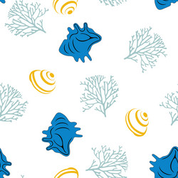 pattern with corals and shells vector image