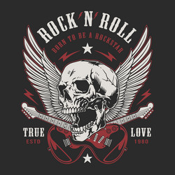 Rock & Roll Skull Flyer Vector Image