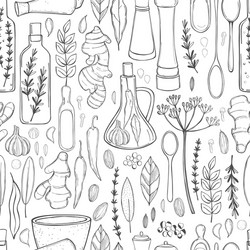 Black herbs seamless pattern Royalty Free Vector Image