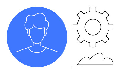user profile with gear icon and cloud representing vector image