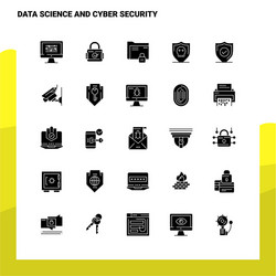 25 data science and cyber security icon set solid vector