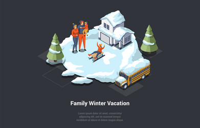 Christmas vacations family holidays in winter vector