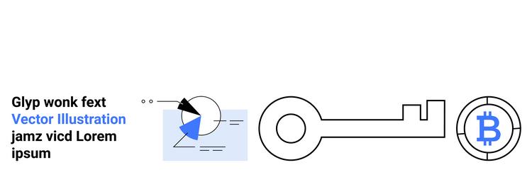 cryptocurrency symbol with key and pie chart vector image