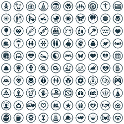 Happiness 100 icons universal set for web and ui vector