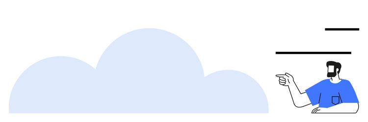 man pointing at large blue cloud concept of data vector image