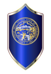 nebraska state flag on a crusader style shield vector image