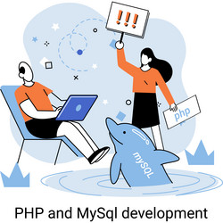 php and mysql development software website vector image