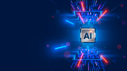 processor with integration ai letters on chip vector image
