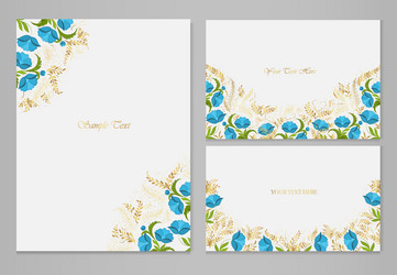 set cards with blue flowers Vector Image