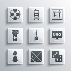 set rubik cube game dice uno card dart vector image
