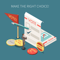 election voting isometric poster vector