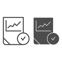 graph with check line and glyph icon chart vector image