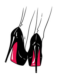 Hand drawn female legs in high heels vector