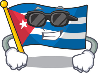 Super cool flag cuba scroll character with black vector