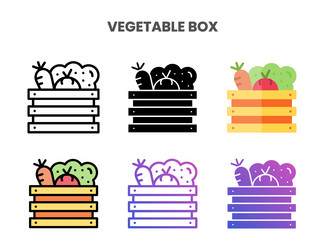 vegetable box icons set with different styles vector image