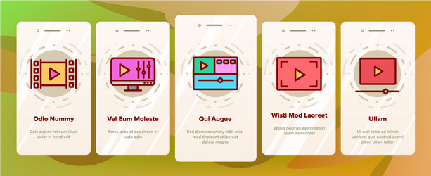 Video file editing onboarding icons set vector