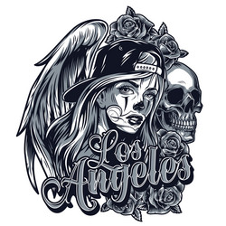 Chicano Angel Rose Tattoo vector