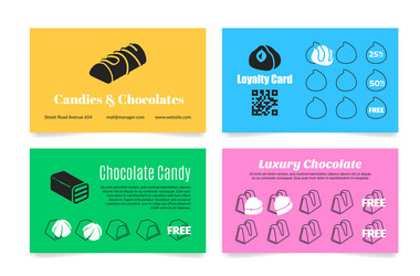 Chocolate candy loyalty card set collect bonus vector