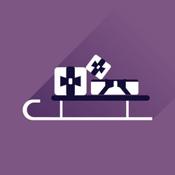 Flat web icon with long shadow presents on sledge vector