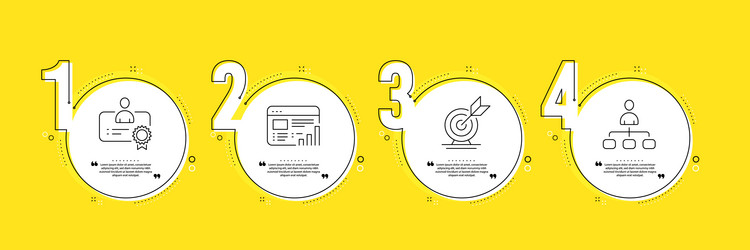 target goal certificate and web report icons set vector