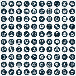 Contact us 100 icons universal set for web and ui vector