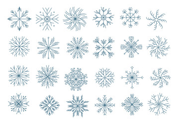 hand-drawn snowflakes set Vector Image