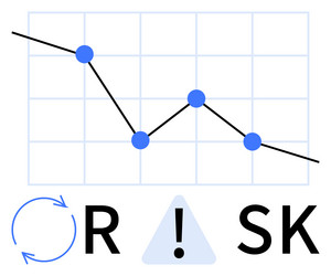 risk management concept with line graph showing vector image