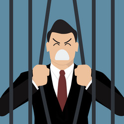 businessman try to escape from prison vector