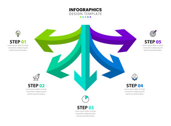 Infographic template vertical timeline with 5 Vector Image