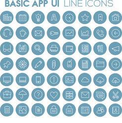 big basic app ui ux and office linear icon set vector image