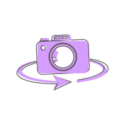 Camera rotate icon retro in multicolored Vector Image