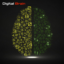 Digital brain with numbers artificial vector