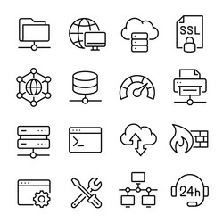 Hosting and local network icon set communication vector