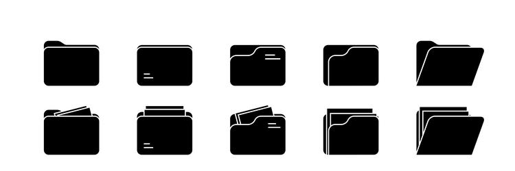 black folder icon computer document file vector image