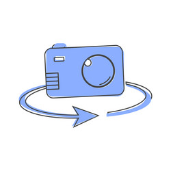 Camera rotate icon retro in multicolored Vector Image