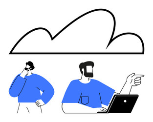 cloud computing concept with team collaboration vector image