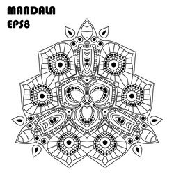 flower mandala coloring book element vector