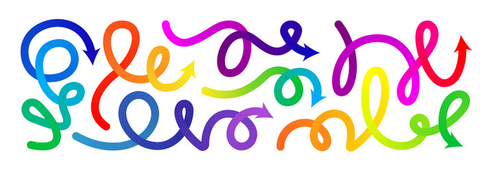 gradient line arrow set curved shape vector image