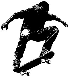 Skateboarder Silhouette Trick Vector Image