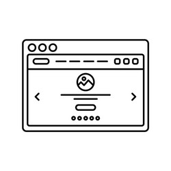 website wireframe in window lined icon landing vector