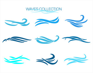 Water waves design elements set Royalty Free Vector Image