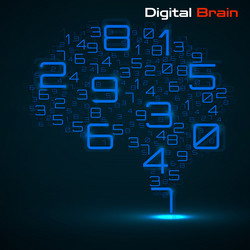 digital brain with numbers artificial vector image