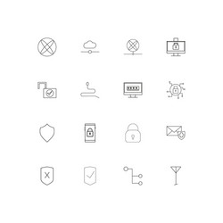 internet security simple linear icons set vector image