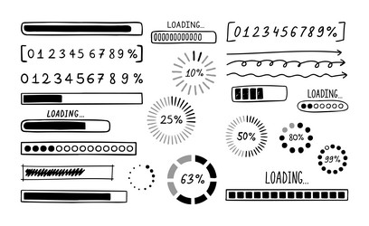 loading bar doodle set hand drawn element line vector image
