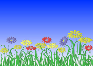 Vibrant Meadow Landscape Vector Image