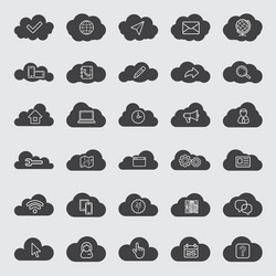 Cloud computing linear icons set download upload vector