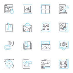 digital management linear icons set automation vector image