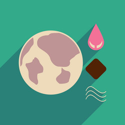 Flat web icon with long shadow earth elements vector