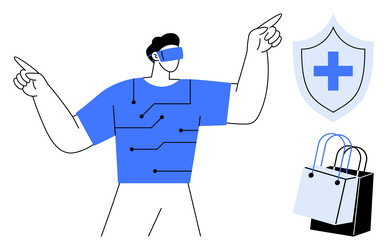 man using vr headset for technology exploration vector image